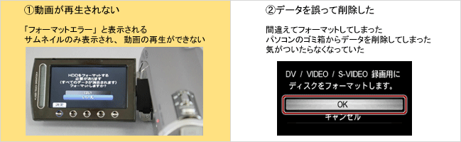 ビデオカメラの障害症状例